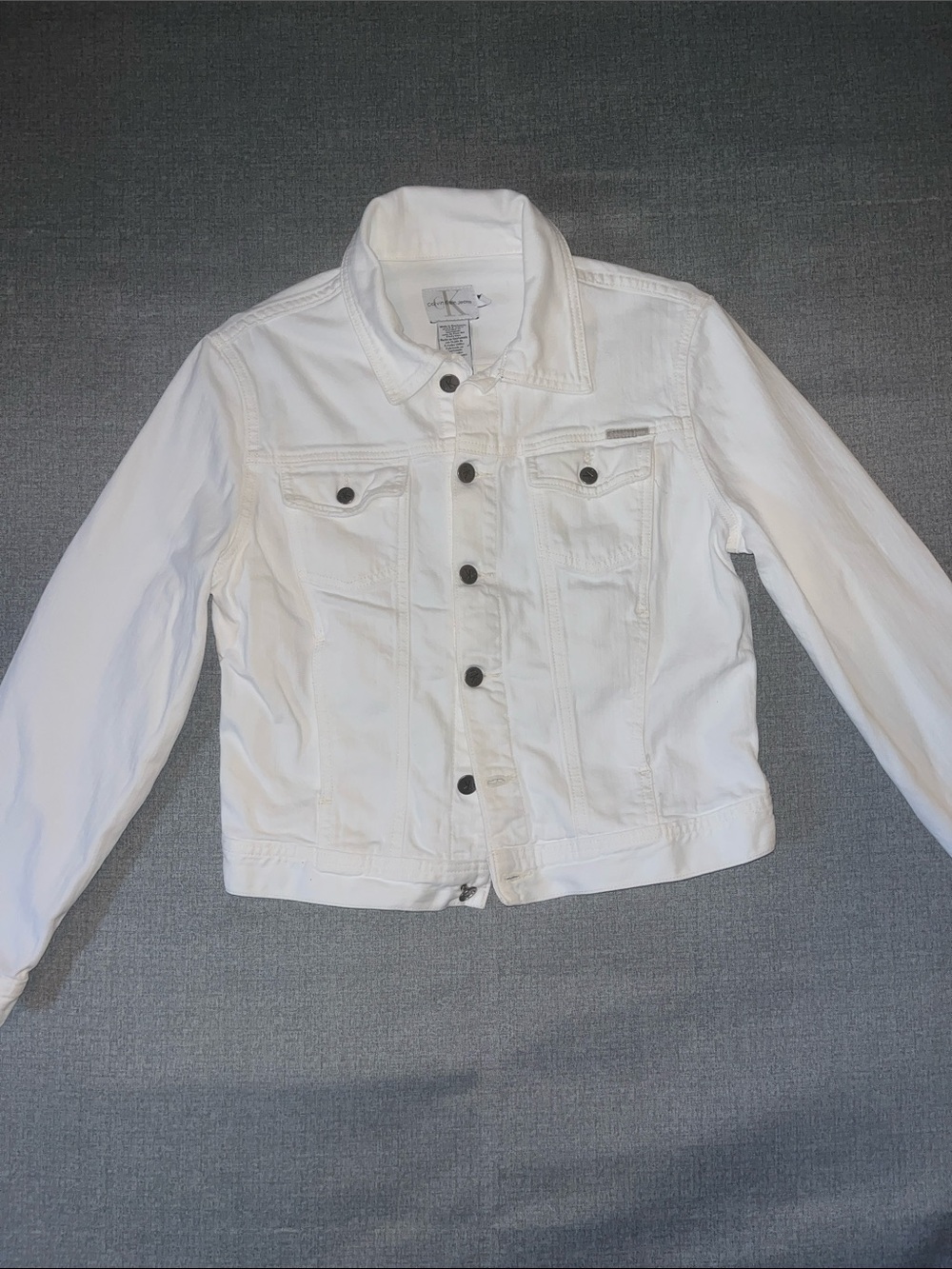 Calvin Klein Classic White Denim Trucker Jacket - Women's Medium
